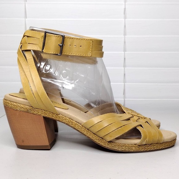 Lucky Brand Noxa Open Toe Boho 10M Leather Block Heel Sandals - Picture 2 of 14